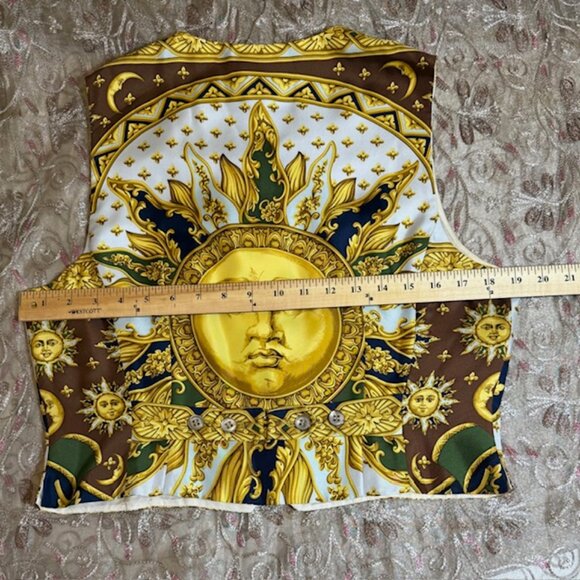 RARE Burberry Vintage Silk Vest  Incredibly Sun Celestial Print Sz 10 - Picture 16 of 16